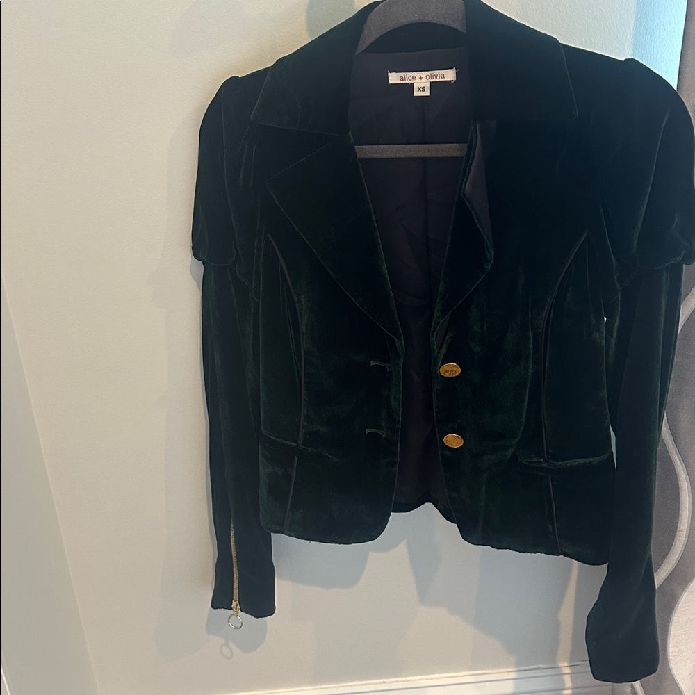 Alice + Olivia Green Velvet Blazer